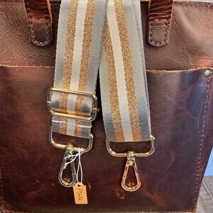 Crossbody Bag Strap Gold Gray Purse Strap Striped Guitar Bag Strap NEW!